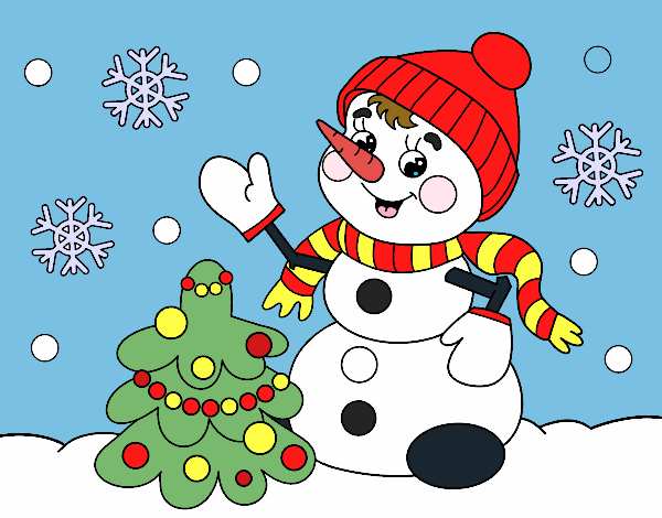 Desenho Boneco de neve do cartão de Natal pintado por luzinda