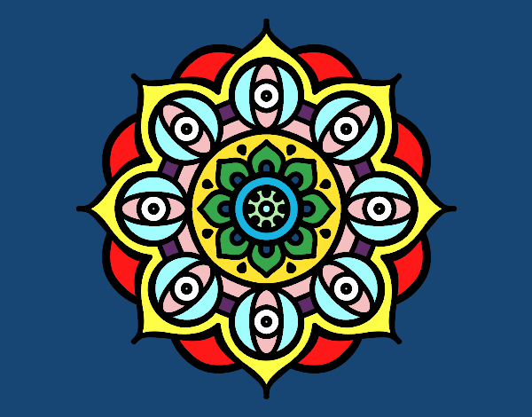 Desenho Mandala olhos pintado por RaphaFerra