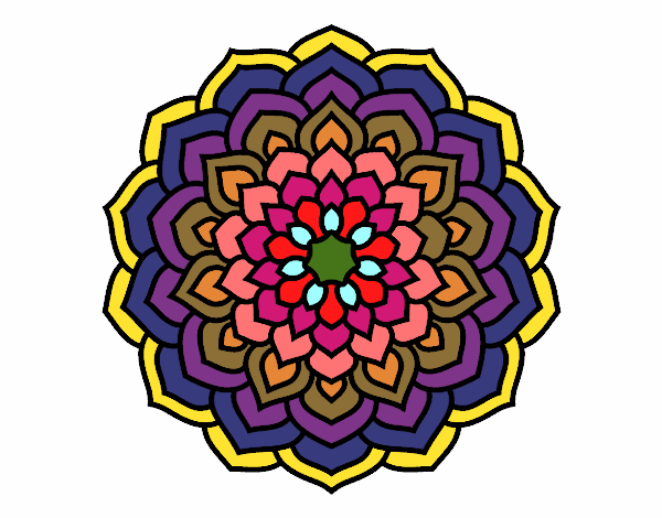 Desenho Mandala pétalas de flores pintado por RaphaFerra