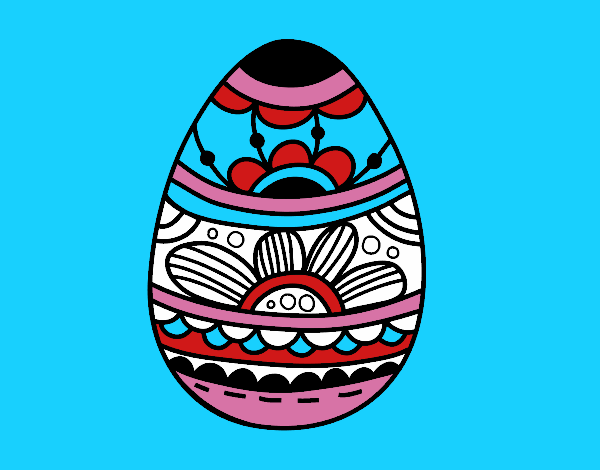 Desenho Ovo da Páscoa com estampa floral pintado por RaphaFerra