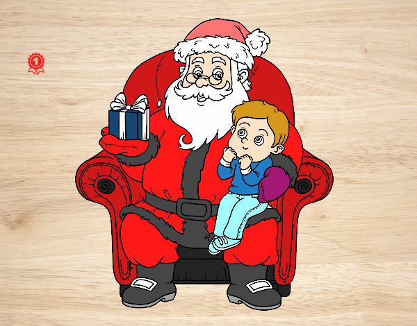 Desenho Papai Noel e da criança do Natal pintado por luzinda