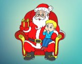 Desenho Papai Noel e da criança do Natal pintado por DunLin