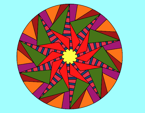 Desenho Mandala sol triangular pintado por CRIADO