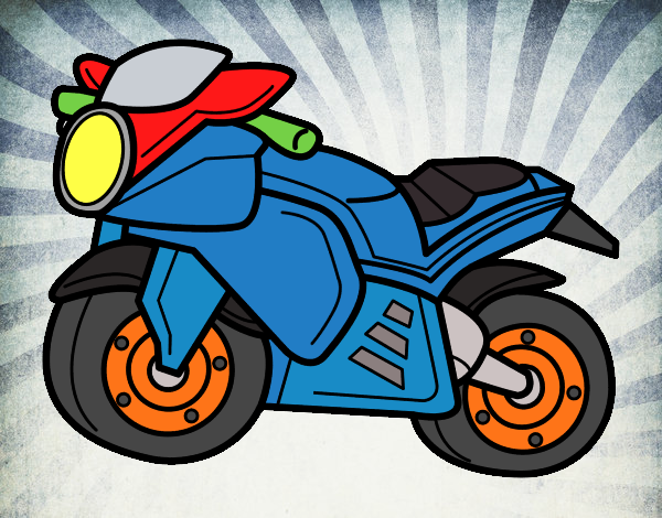 Desenho de Moto esportiva pintado e colorido por Andorinha o dia