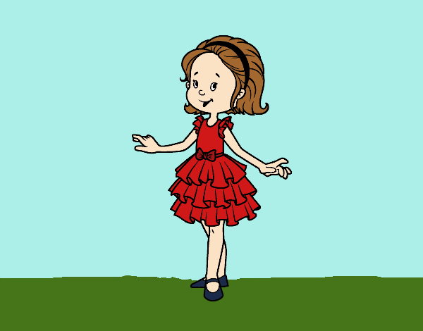 Desenho Menina com vestido de baile pintado por LillyCat