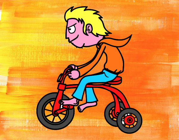 Desenho Rapaz no triciclo pintado por Nocas02
