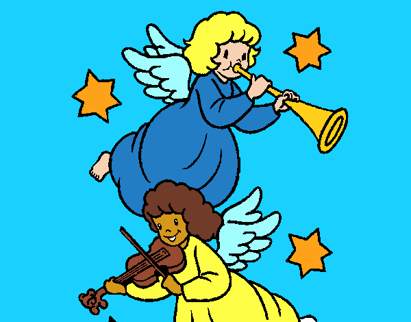 Desenho Anjos musicais pintado por Jujuli