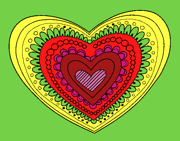 Desenho Mandala coração pintado por IsabelDiva