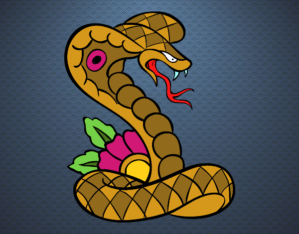 Desenho Tatuagem de cobra pintado por luzinda