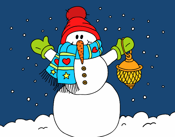 Desenho A neve do Natal do boneco de neve pintado por leonor2013
