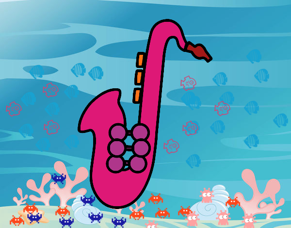 Desenho Saxofone alto pintado por belassu