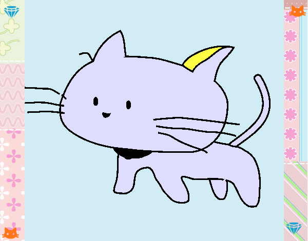 Desenhos para colorir de desenho de um gato kawaii gordinho para colorir  
