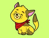 Desenho Gato com bandana pintado por jabuti