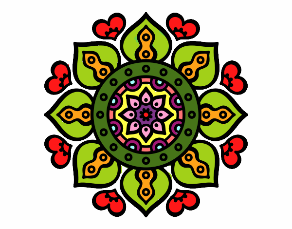 Desenho Mandala Corações árabes pintado por Sissy