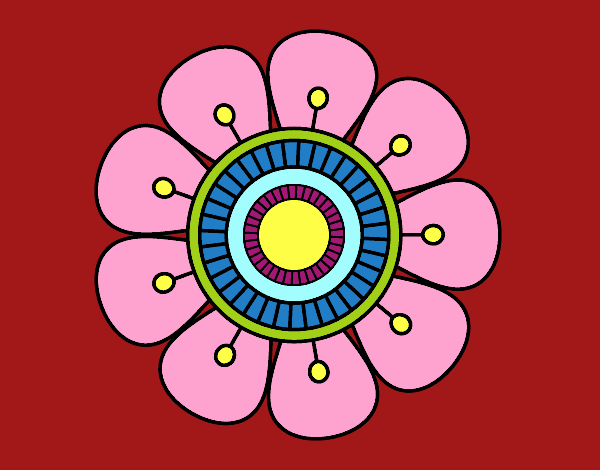 Desenho Mandala em forma de flor pintado por ALVARO