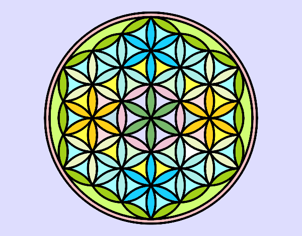 Desenho Mandala flor de vida pintado por luzinda