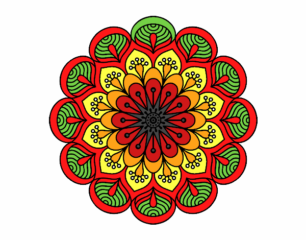 Desenho Mandala flor e folhas  pintado por IsabelDiva