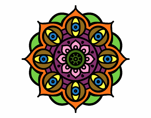 Desenho Mandala olhos pintado por ALVARO
