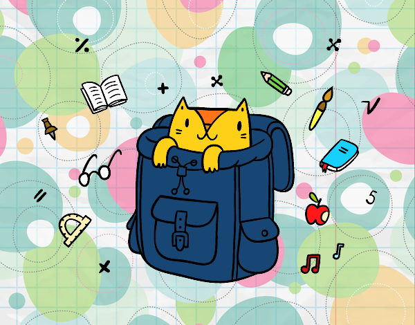 Desenho Gato em uma mochila pintado por Valeriah