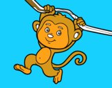 Desenho Macaco pendurado em um galho pintado por caiocesar
