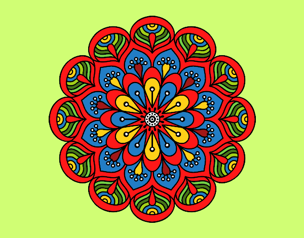 Desenho Mandala flor e folhas  pintado por orandi