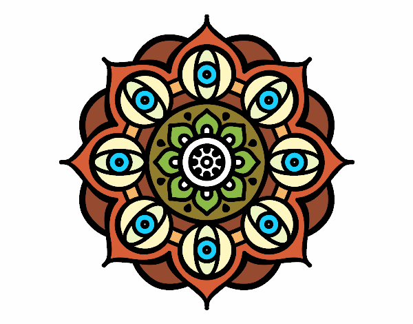 Desenho Mandala olhos pintado por orandi
