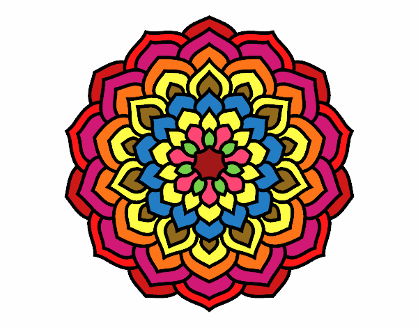 Desenho Mandala pétalas de flores pintado por orandi