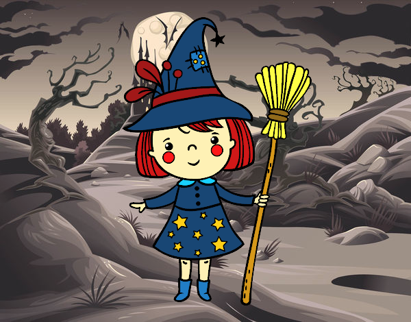 Menina bruxa do Halloween