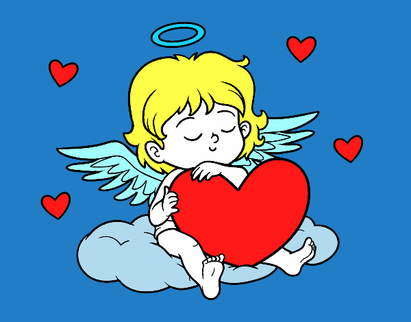 Desenho Cupido com coração pintado por Jenniferr