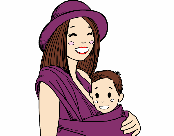 Desenho Mãe com o portador de bebê pintado por Jenniferr