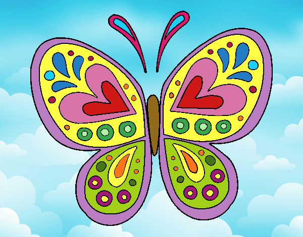 Desenho Mandala borboleta pintado por Craudia