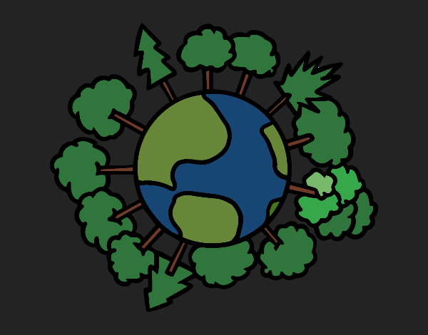 Desenho Planeta terra com árvores pintado por emillyy