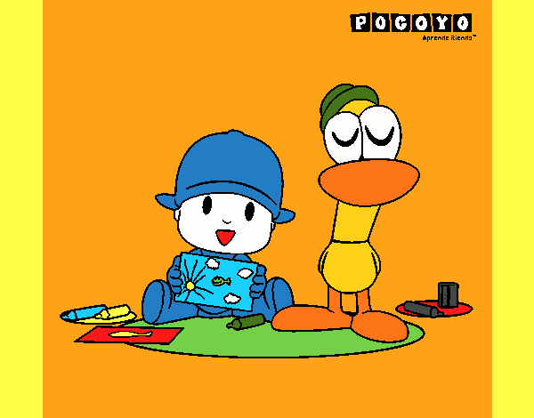 Desenho de Pocoyó e Pato para Colorir - Colorir.com