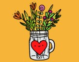 Desenho Pote com flores silvestres e um coração pintado por dillonvaz