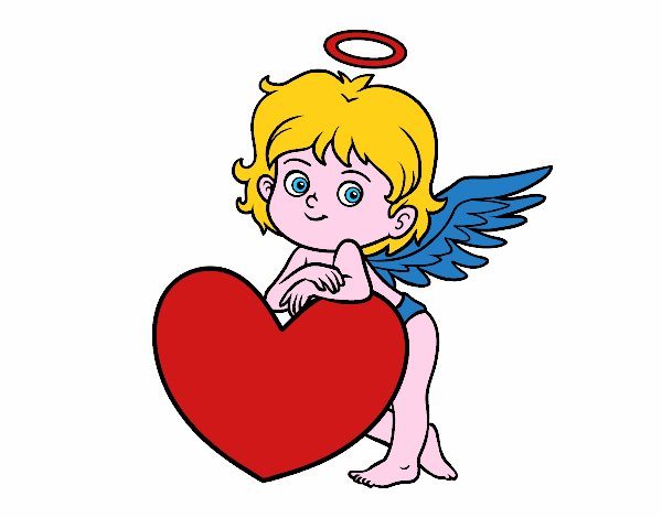 Desenho Cupido e um coração pintado por orandi
