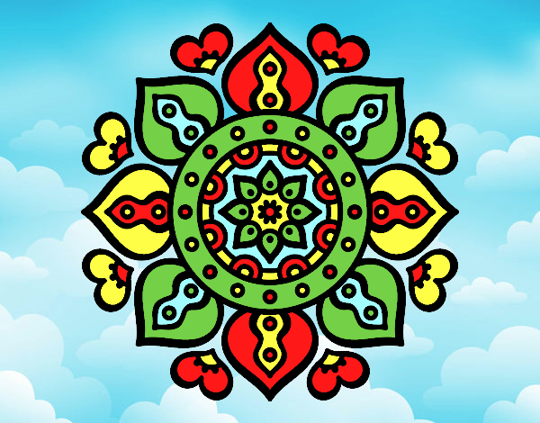 Desenho Mandala Corações árabes pintado por Craudia