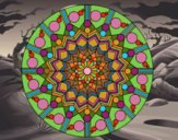 Desenho Mandala flor com círculos pintado por orandi