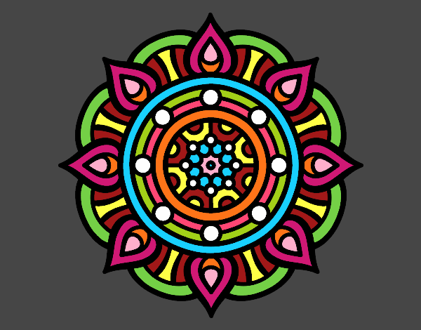 Desenho Mandala pontos de incêndio pintado por liolika