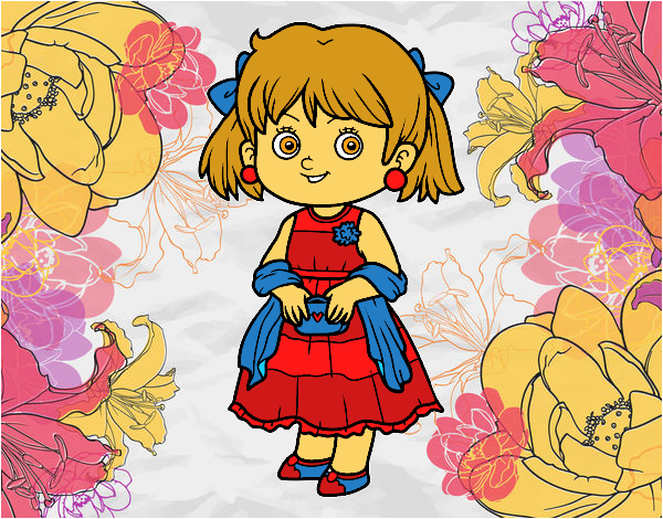 Desenho Menina com vestido elegante pintado por NahAraujo
