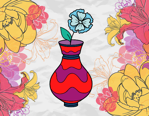 Desenho Papoula com vaso pintado por AndressaBR
