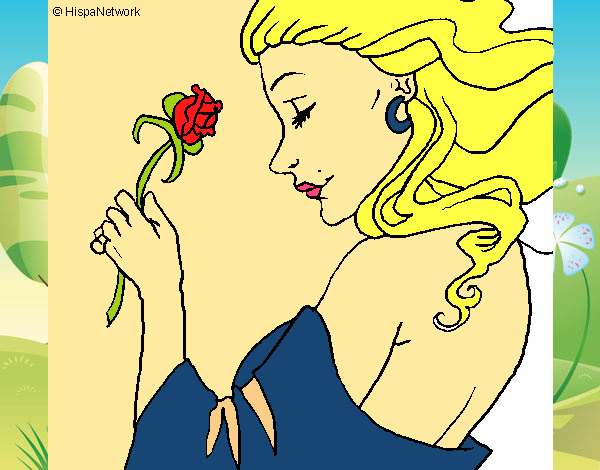 Desenho Princesa com uma rosa pintado por likemey