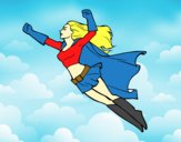 Desenho Super girl voador pintado por likemey