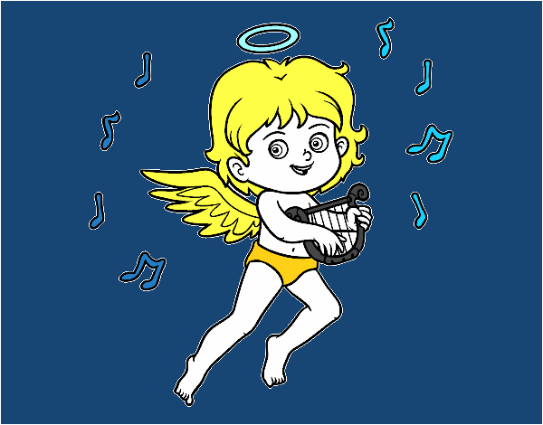 Desenho Cupido que joga a harpa pintado por angelafern