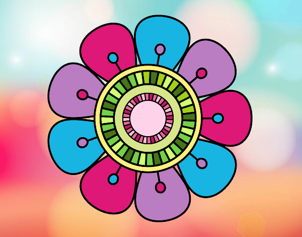 Desenho Mandala em forma de flor pintado por Craudia