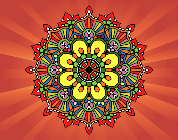 Desenho Mandala flash floral pintado por orandi