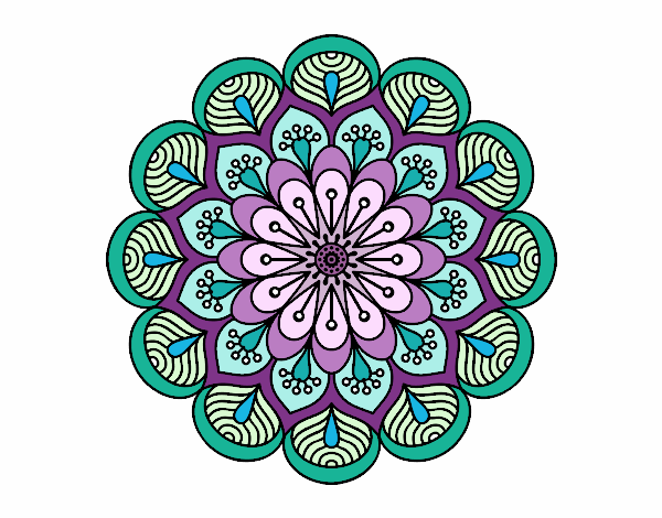 Desenho Mandala flor e folhas  pintado por GabyFox