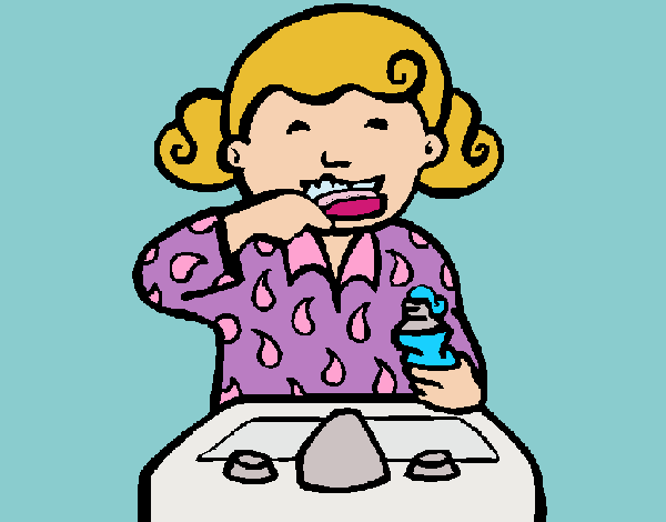 Desenho Menina a lavar os dentes pintado por Craudia