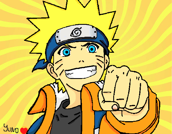 Desenho de Naruto alegre pintado e colorido por Grandtest o dia 15
