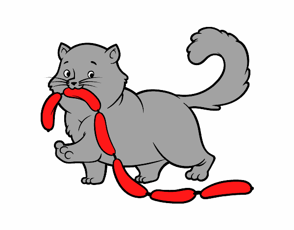 Desenho Gato com salsicha pintado por Grazyh