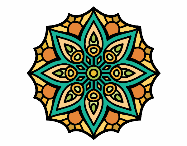 Desenho Mandala simetria simples pintado por Craudia